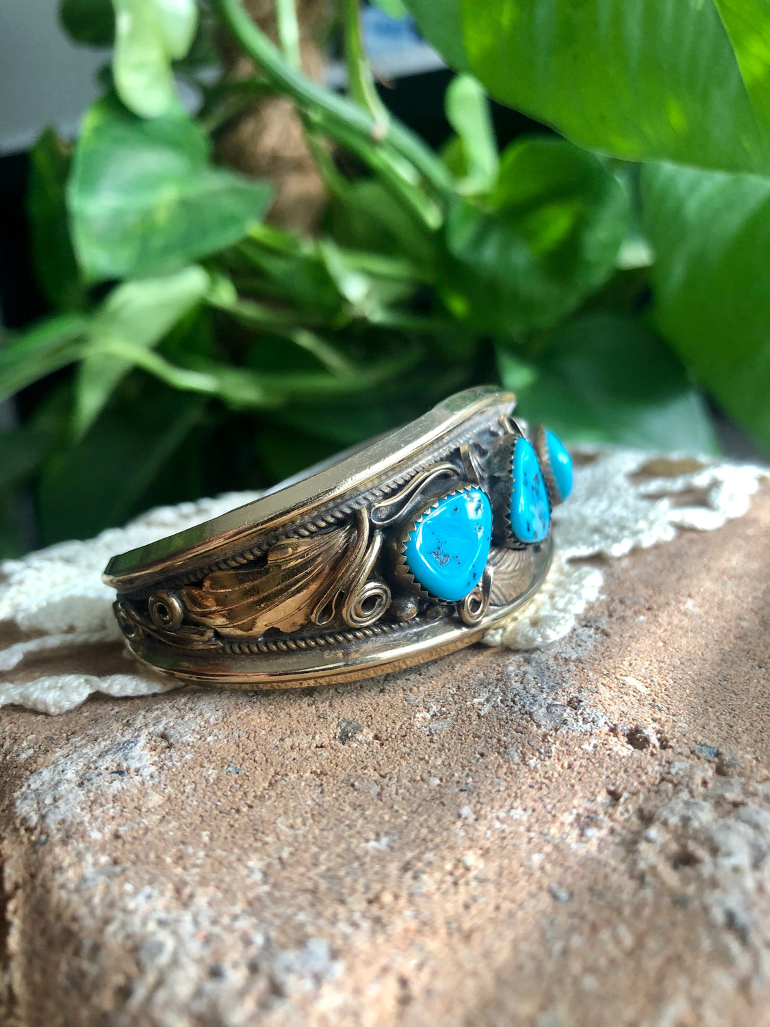 Turquoise & Gold Detail Cuff