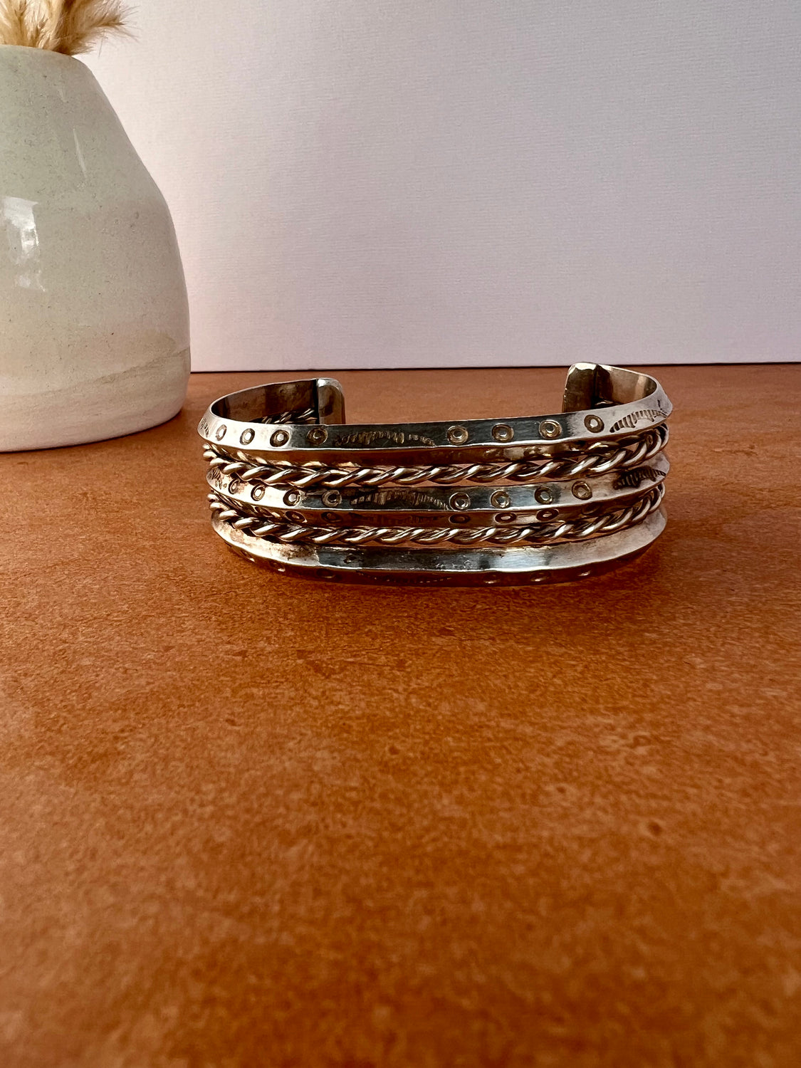 Sterling Rope & Stamped Cuff