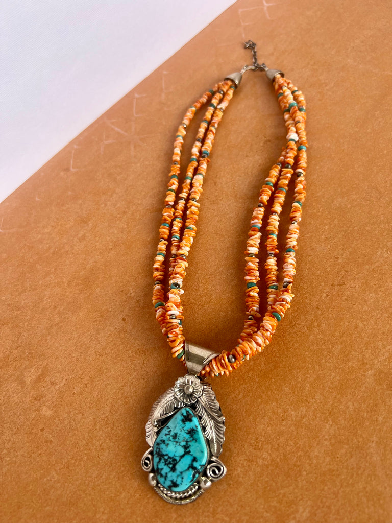 Multi Strand Shell & Turquoise Necklace