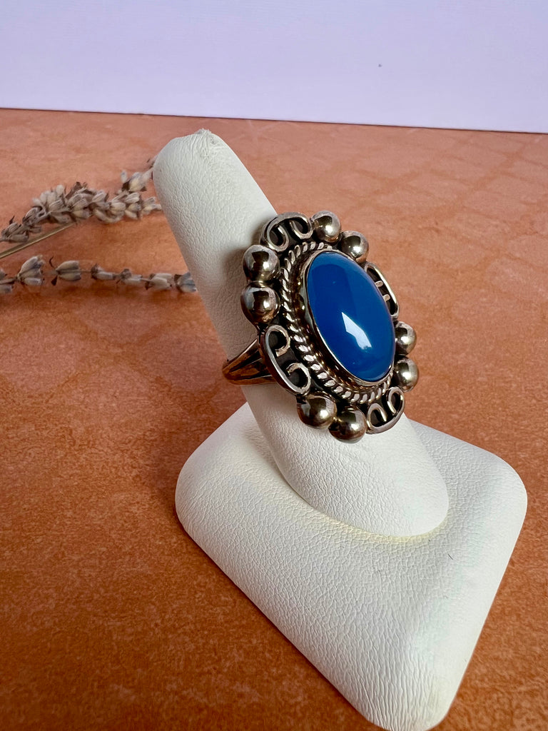 Mexican Blue Stone Ring | Size 7.75