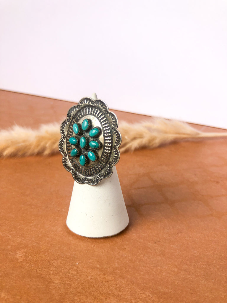 Turquoise Concho Ring Size 6.75