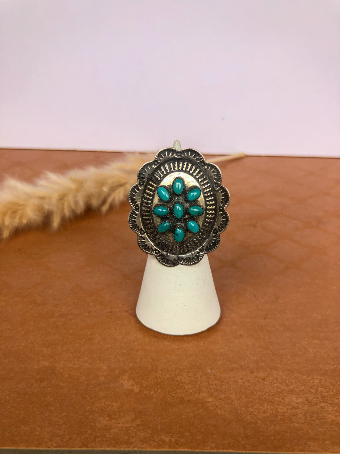 Turquoise Concho Ring Size 6.75