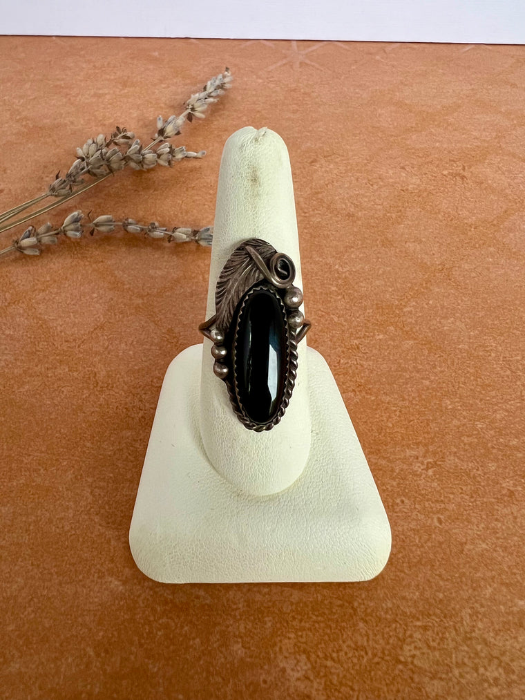 Navajo Black Onyx Ring | Size 9